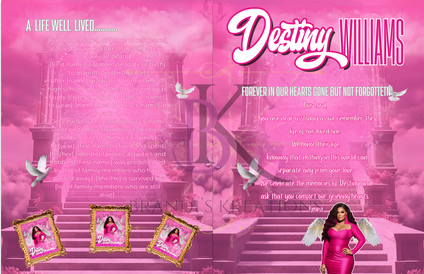 Editable Digital Memorial Obituary