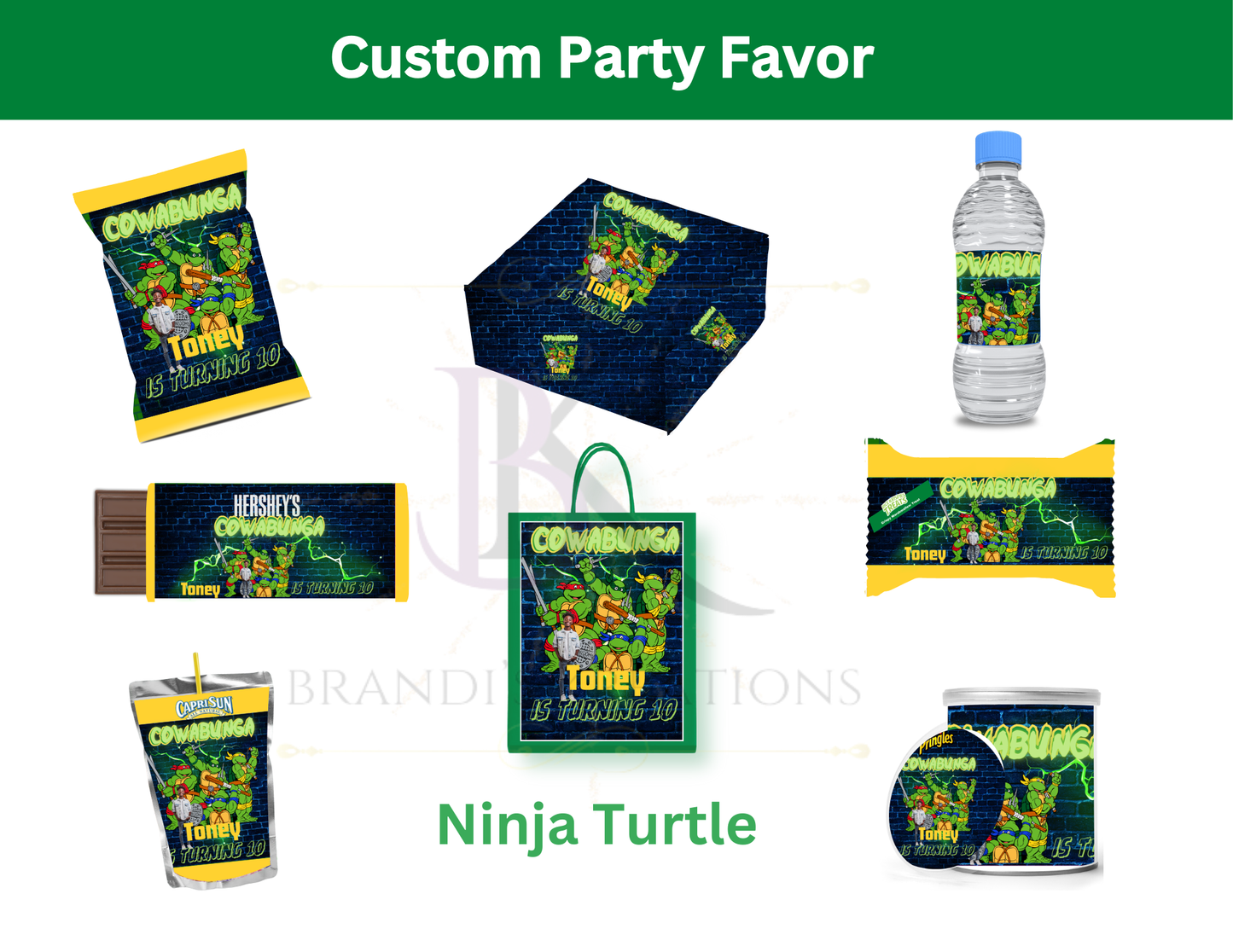 Ninja Turtle Party Favor Editable Digital Bundle